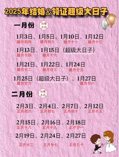 2025年结婚吉日表大全(2025年适合结婚的日子一览表)